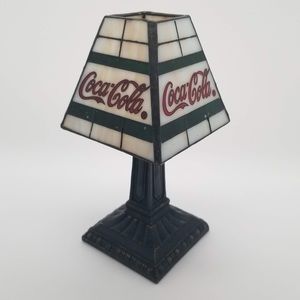 Coca Cola tea light with stained glass lampshade